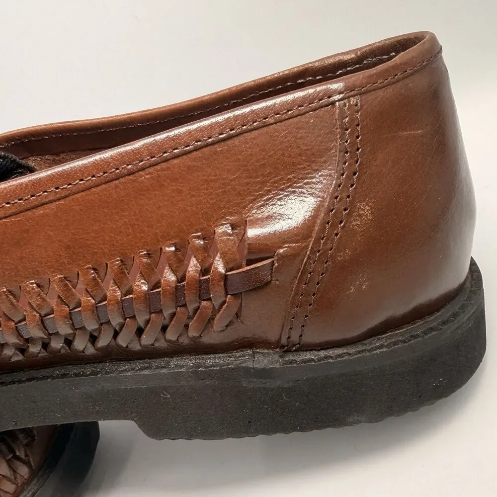 Deer Stags Tijuana Men’s 9.5 3E Extra Wide Woven Leather Huarache Loafers Brown